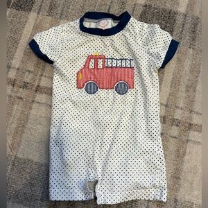 Polka Dot Romper with Fire Truck